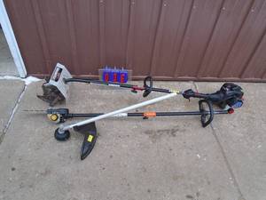 Weed trimer with roto tiler & polesaw. Tested & works. As shown.