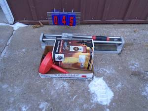 Tile cutter, drain auger & chimney brush. As shown.