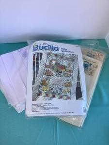 lot 11 image: Lot of Cross-Stick Projects and Knitting Needles