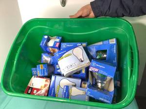 lot 18 image: Bin of Light Bulbs -Green Bin #2