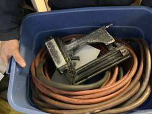 lot 38 image: #1 Air Nailer, Hose, and Supply of Nails
