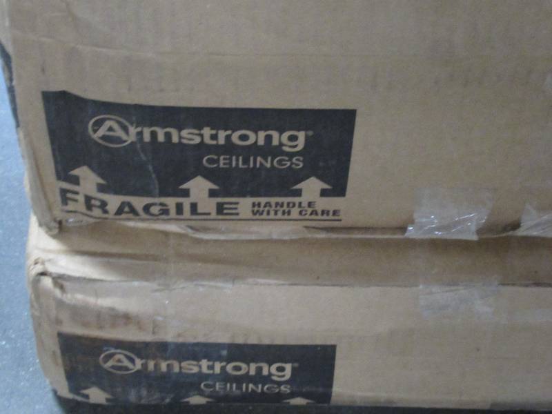 lot 329 image: Armstrong Ceilings Ceiling Tiles  48-in x 24-in Plain White 8-Pack White Smooth 1516-in Drop Acoustic Panel  280C