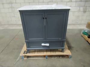 lot 346 image: Home Decorators Collection Merryfield Bath Vanity Model 19112-VS31-DG (Top Has Cracks See Photos)