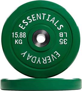 lot 351 image: Color Coded Olympic Bumper Plate Weight Plate with Steel Hub 35lbs Model Green 35 (Only One Plate)