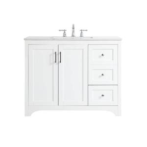 lot 364 image: Timeless Home 42 in. W x 22 in. D x 34 in. H Single Bathroom Vanity Model TH34042White (Damaged see Photos)