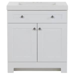 lot 366 image: Glacier Bay Everdean 30.5 in. W x 19 in. D x 34 in. H Bath Vanity Model EV30P2-WH (No Top)