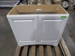 lot 372 image: Glacier Bay 36-12 in. W Vanity in White Model GB36P2-WH (No Top)