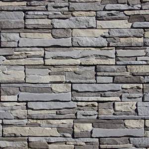 lot 396 image: M-Rock Easy Stack 5 in. x 20 in. Grayson No Mortar Concrete Ledge Stone Flat Panel 100 sq. ft. Crated - Some Pieces May be damaged at bottom.