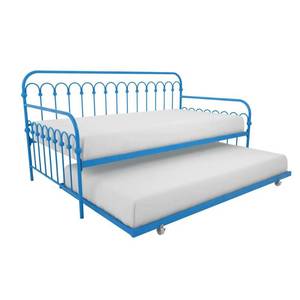 lot 425 image: Novogratz Bright Pop Turquoise Metal Twin Daybed with Trundle, 4151619N - Damaged Carton - Unclaimed Freight.
