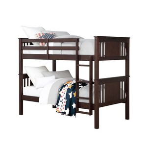 lot 440 image: Dorel Living Dylan Twin Bunk Bed in Espresso, DL7519E. Open Carton May have damagedmissing parts.