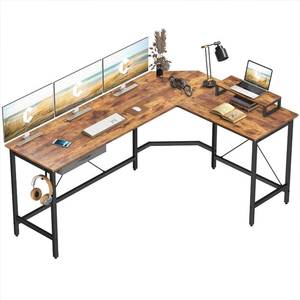 lot 444 image: Cubicubi L-Shaped Desk Computer Corner Desk, Rustic Brown - Open Carton - May have damagedmissing parts.