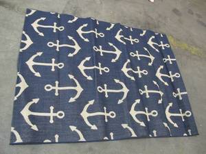 60 Inch x 80 Inch BlueCream Nautical Themed Outdoor Rug