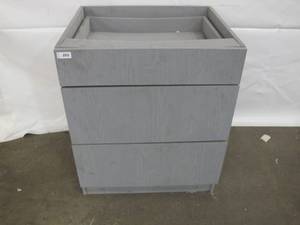 3 Drawer Grey Finished Cabinet with open top - 24.5 Deep x 34.5 Tall x 29 Wide