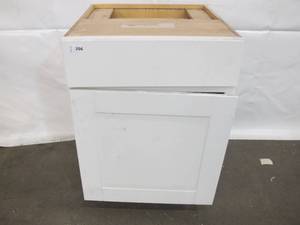 Hampton Bay White Cabinet with Drawer 24x24x35 - Damaged in Front right Corner