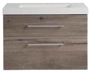 Domani Larissa 31 in. W x 19 in. D Wall Hung Bath Vanity White Washed Oak with Cultured Marble Vanity Top in White with Sink