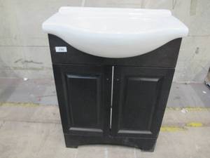 Chelsea 26 in. W x 36 in H x 18 in. D Bathroom Vanity in Charcoal with Porcelain Vanity Top in White with White Sink by Glacier Bay