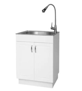 Glacier Bay All-In-One Laundry Sink Cabinet - 24.1 W x 21.3 D x 50 H - White
