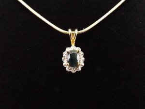 .925 Sterling Silver Diamond Accented Sapphire Vermeil Pendant Necklace