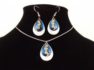 .925 Sterling Silver Mermaid Pendant, Necklace, Earring Set