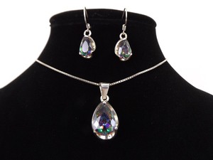 .925 Sterling Silver Alexandrite Pendant, Necklace, Earring Set