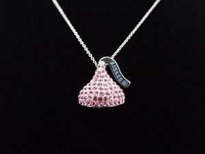 .925 Sterling Silver Swarovski Crystal Hersheys Kiss Pendant Necklace