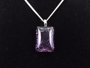.925 Sterling Silver Purple Dichroic Glass Pendant Necklace