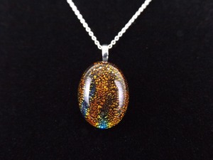 .925 Sterling Silver Rainbow Dichroic Glass Pendant Necklace