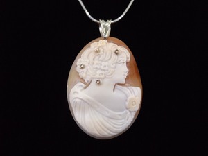 .925 Sterling Silver Large Scognamiglio Cameo Pendant Necklace