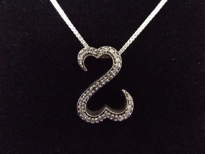 .925 Sterling Silver Diamond Open Heart Pendant Necklace
