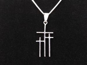 .925 Sterling Silver Christian Trinity Cross Pendant Necklace