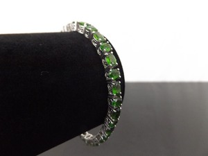 .925 Sterling Silver Green Crystal Bracelet