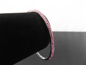 .925 Sterling Silver Pink Swarovski Crystal Hinged Bangle Bracelet