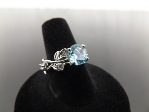 .925 Sterling Silver Faceted Topaz Crystal Ring Size 7.5