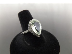 .925 Sterling Silver Pear Cut Peridot Crystal Ring Size 8.5
