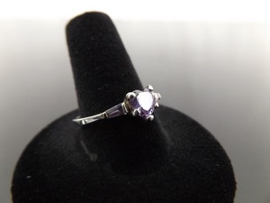 .925 Sterling Silver Amethyst Crystal Heart Ring Size 9.25