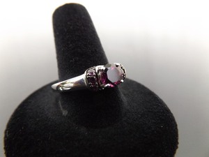 .925 Sterling Silver Pink Sapphire Crystal Ring Size 10