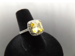 .925 Sterling Silver Citrine Crystal Ring Size 7