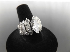 .925 Sterling Silver Marquis Zirconia Ring Size 9.5