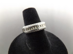 .925 Sterling Silver Zirconia Baguette Band Ring Size 6.75