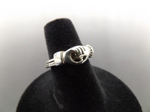 .925 Sterling Silver Gimmel Fede Hands Over Heart Hinged Ring Size 5.75