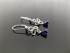 .925 Sterling Silver Sapphire Crystal Dangle Hook Clamp Earrings