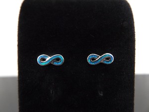 .925 Sterling Silver Inlayed Opal Infinity Post Earrings