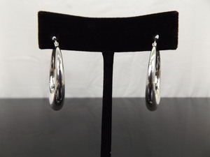 .925 Sterling Silver Thicker Hoop Hook Latch Earrings