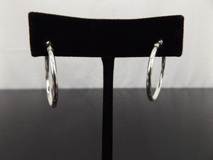 .925 Sterling Silver Hoop Hook Latch Earrings