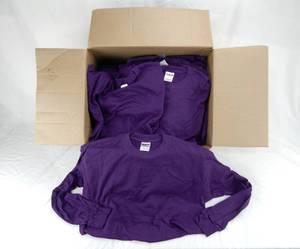 lot 6 image: Case of 26 Mens Gildan Ultra Cotton Purple Long Sleeve Shirts