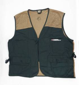 lot 11 image: Case of 55 Gander Mountain Adult XL Extra Large Green and Gold Fishing Hunting Vests