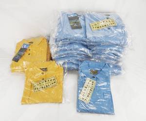 lot 12 image: Lot of 39 Colorado Timberline Authentic Outerwear Yellow and Light Blue Mens Volt Embroidered Knit Polo Shirts -  Assorted Sizes