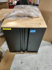 HUSKY Heavy Duty Welded 20-Gauge Steel 2-Door Garage Base Cabinet in Black (28 in. W x 32 in. H x 21.5 in. D)