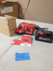 MILWUAKEE M18,M12 RAPID CHARGER AND M18 RED LITHIUM BATTERY HIGH OUTPUT XC8.0