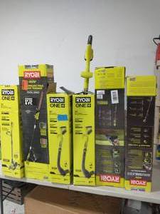 LOT OF RYOBI STRING TRIMMER AND HEDGE TRIMMER